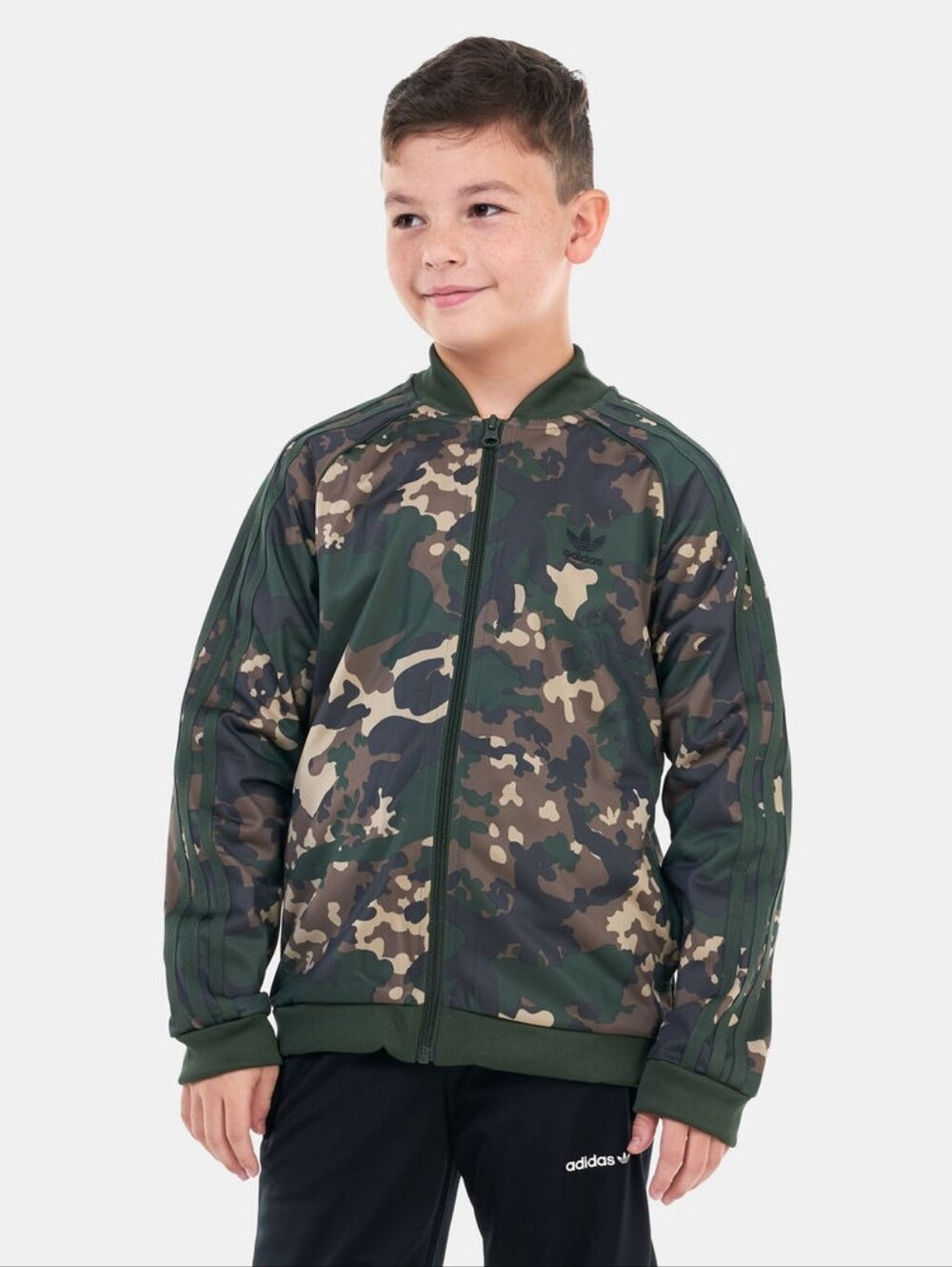 Adidas Boys Green & Tan Camo Zip Track Jacket